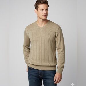 Dockers Pullover V Neck Sweater Mens Light Brown Tan